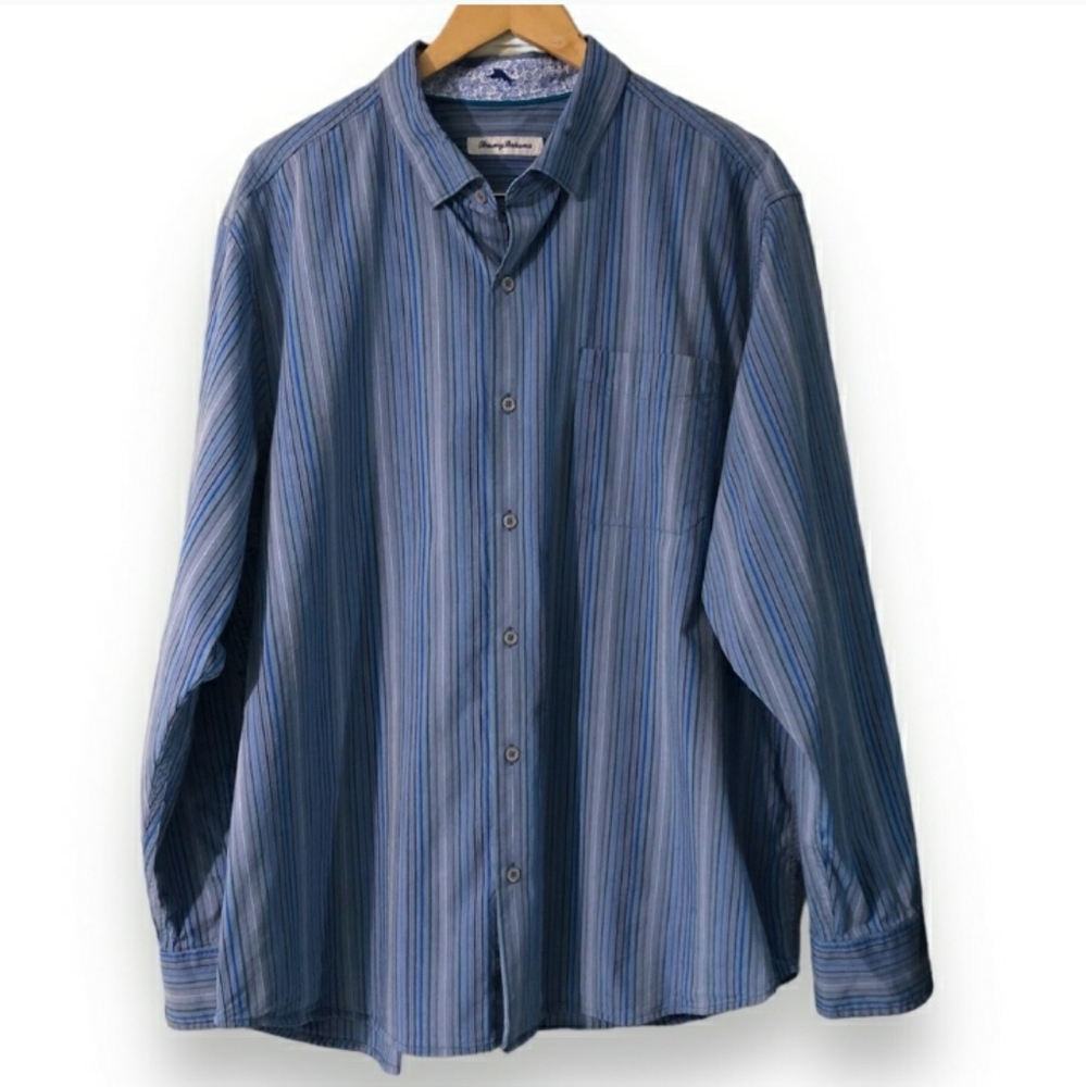 TOMMY BAHAMA Silk & Cotton Blend Button Down Shirt EUC!